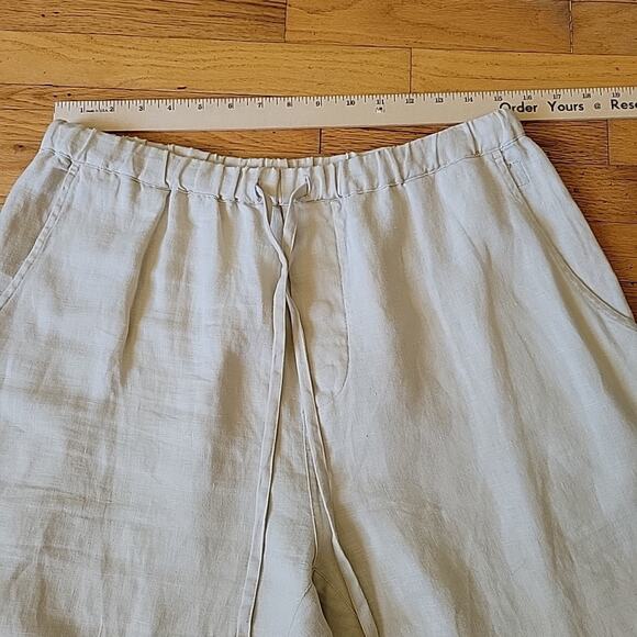 Neiman Marcus Linen‎ Pull On Shorts Beige High Rise Lagenlook Minimalist Travel - Picture 4 of 11